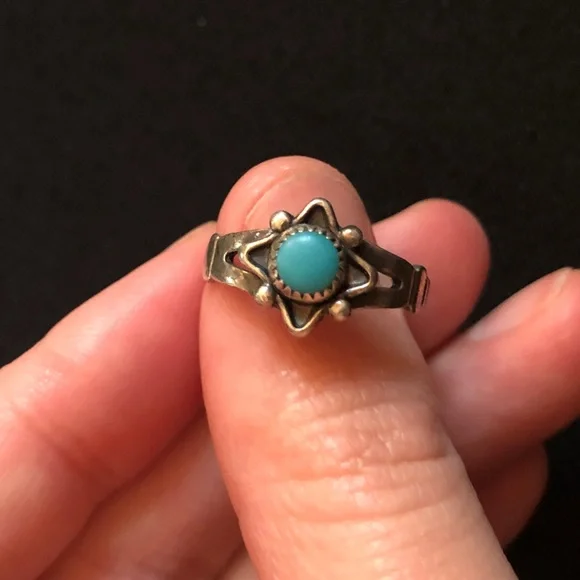Sterling silver signed turquoise ring navajo western - Picture 1 of 9